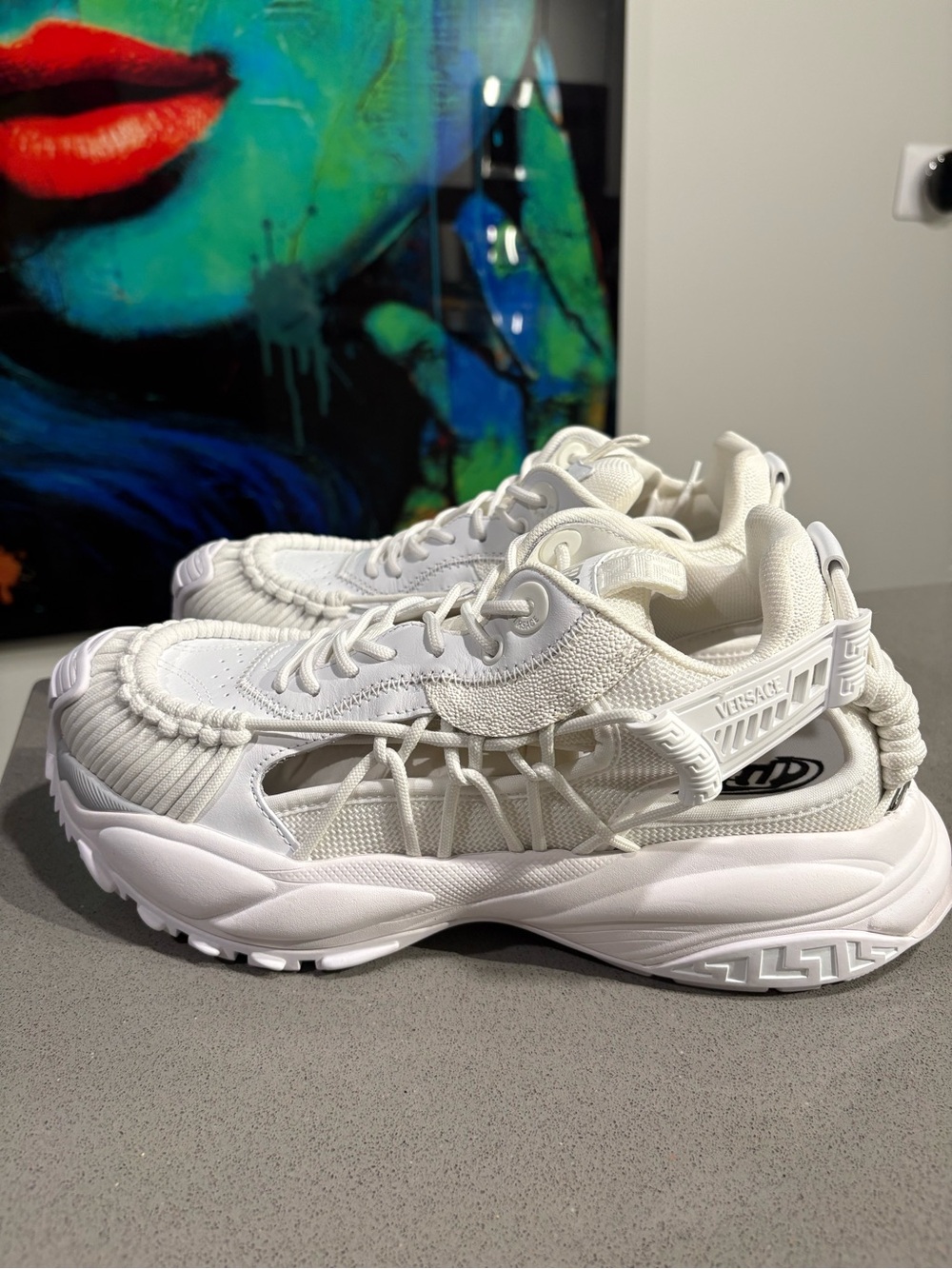 VERSACE SNEAKERS VITELLO + LAV CROQUET WHITE 44.5 IT 11.5 US $995.99